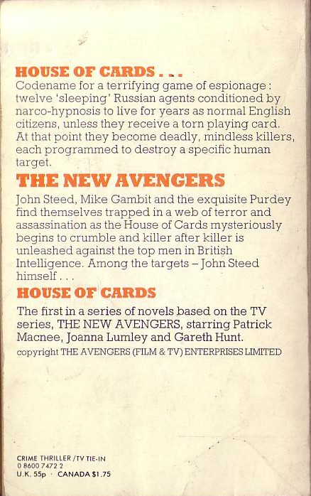 Peter Cave  THE NEW AVENGERS: HOUSE OF CARDS magnified rear book cover image