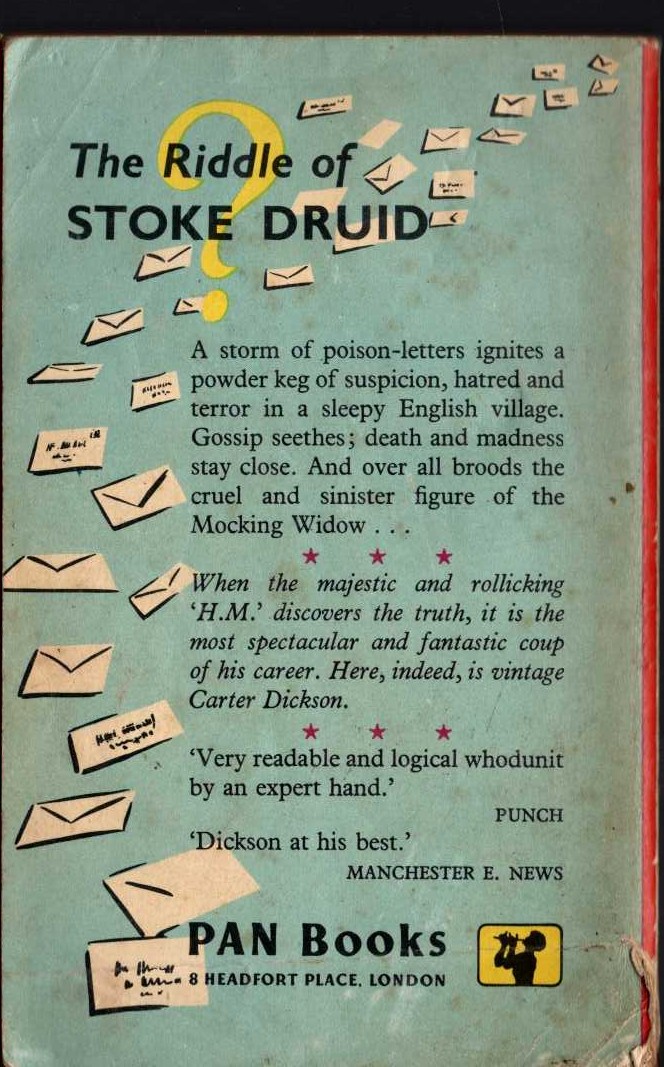 Carter Dickson  NIGHT AT THE MOCKING WIDOW magnified rear book cover image