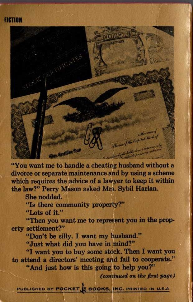 Erle Stanley Gardner  THE CASE OF THE NERVOUS ACCOMPLICE magnified rear book cover image