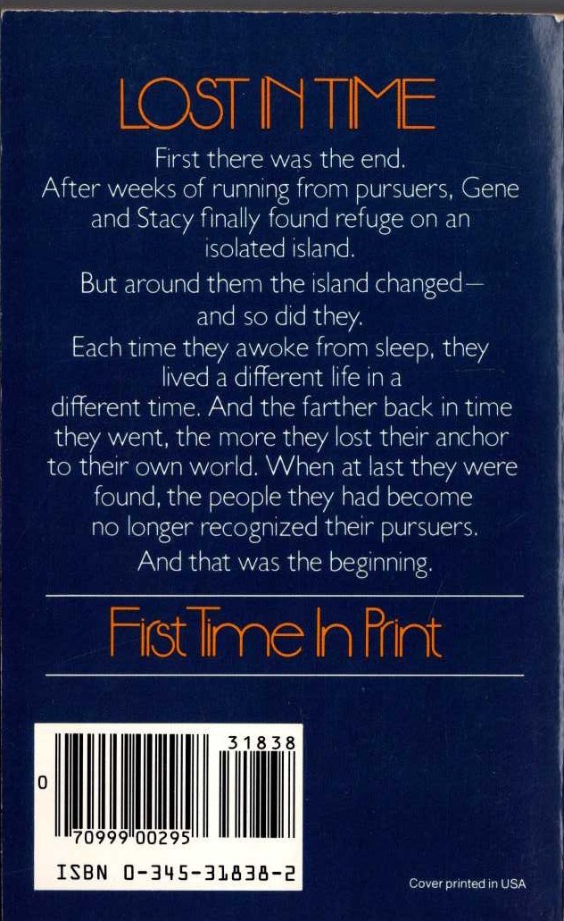 John Brunner  THE TIDES OF TIME magnified rear book cover image
