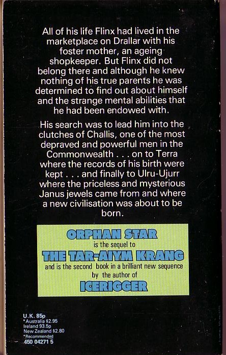 Alan Dean Foster  ORPHAN STAR magnified rear book cover image