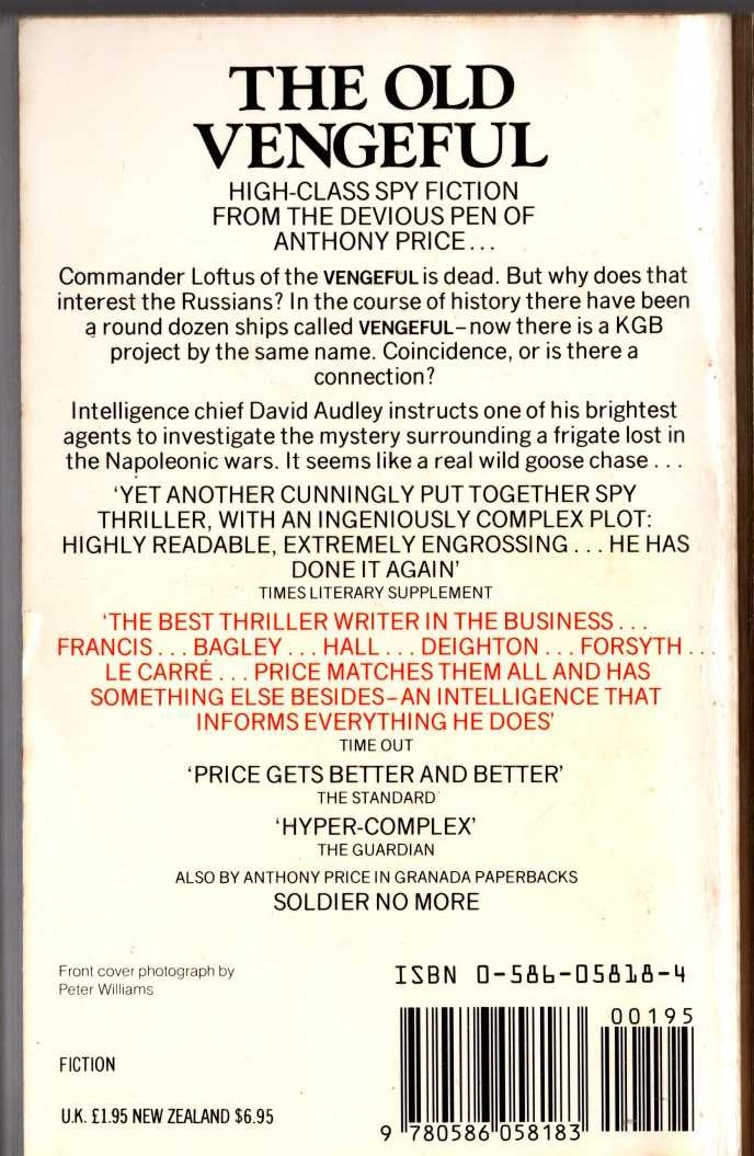 Anthony Price  THE OLD VENGEFUL magnified rear book cover image