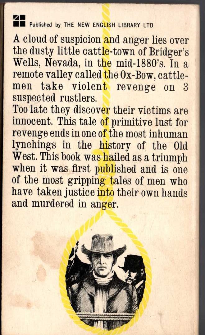 Walter van Tilburg Clark  THE OX-BOW INCIDENT magnified rear book cover image