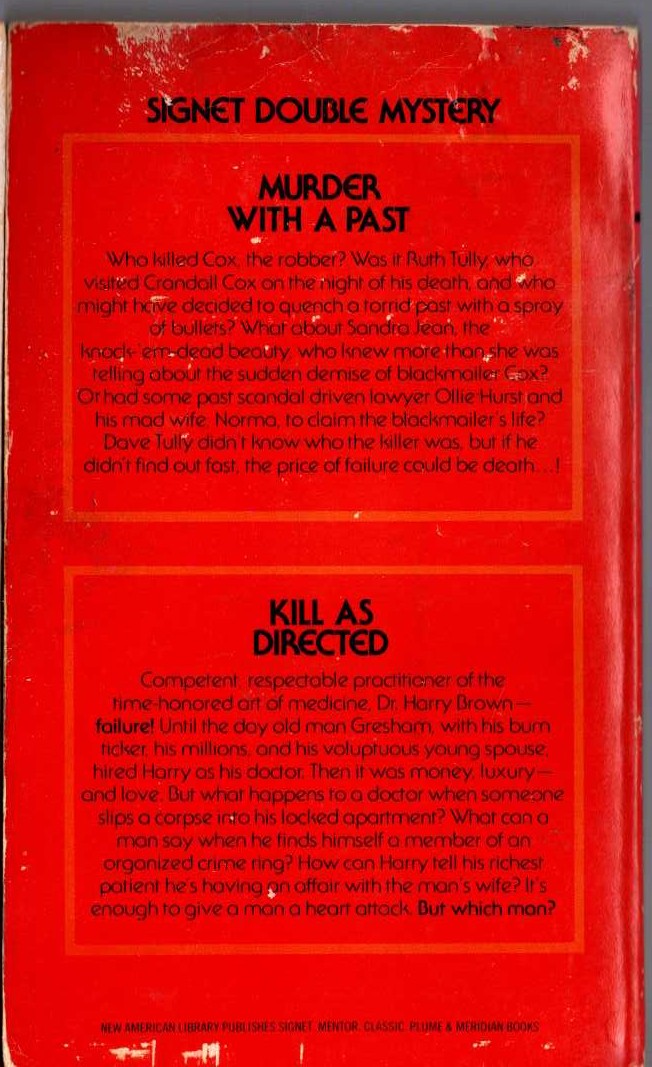 Ellery Queen  MURDER WITH A PAST / KILL AS DIRECTED magnified rear book cover image