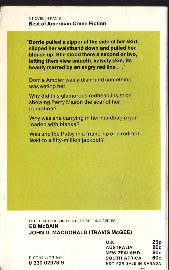 Erle Stanley Gardner  THE CASE OF THE MISCHIEVOUS DOLL magnified rear book cover image