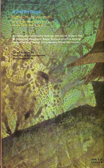 Alfred Hitchcock's  SINISTER SPIES magnified rear book cover image