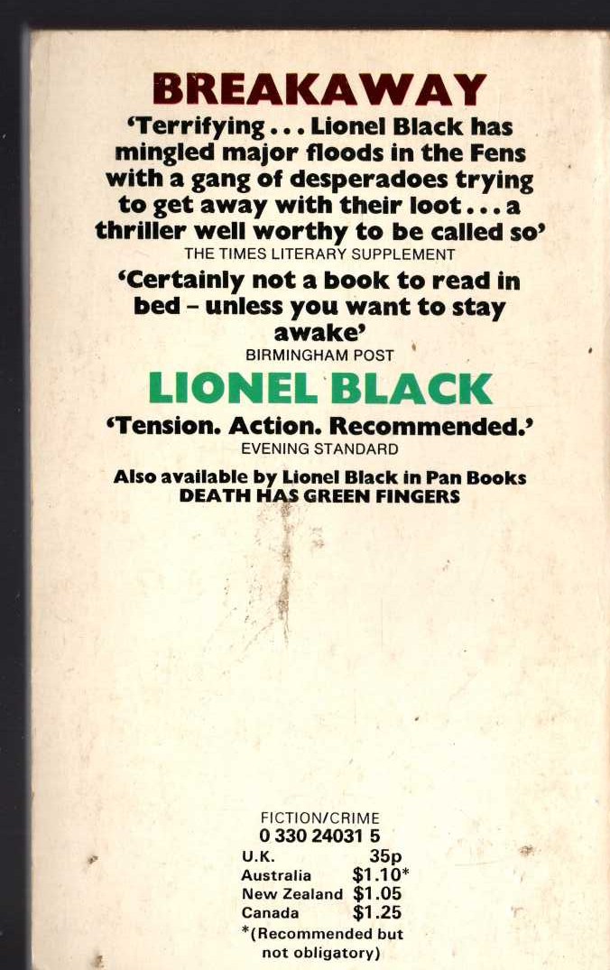 Lionel Black  BREAKAWAY magnified rear book cover image