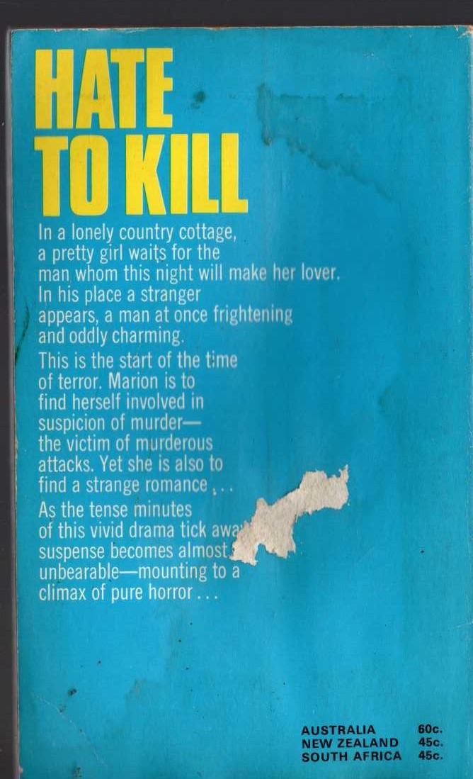 Michael Halliday  HATE TO KILL magnified rear book cover image