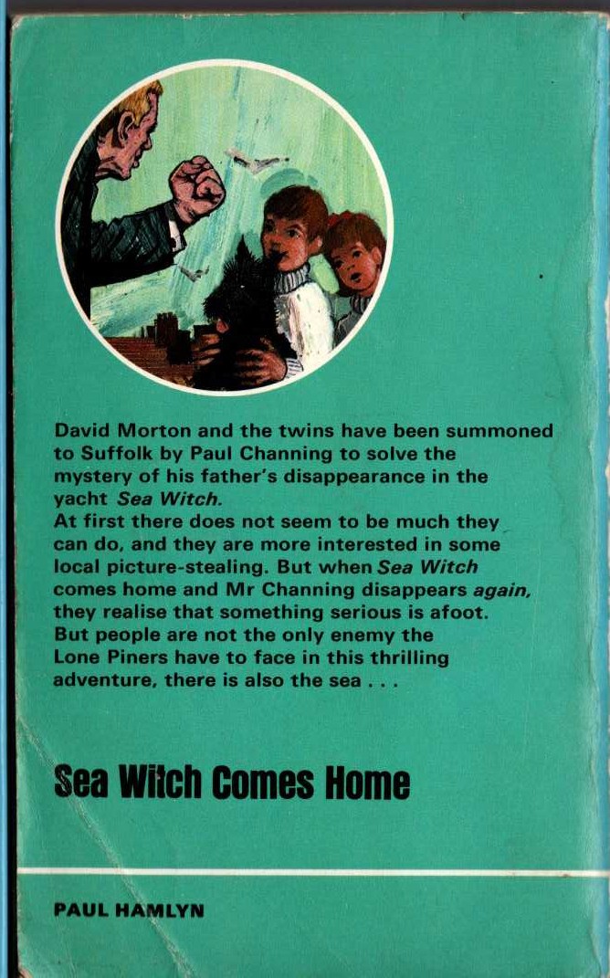 Malcolm Saville  SEA WITCH COMES HOME magnified rear book cover image