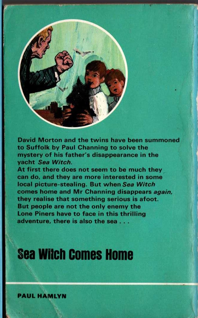 Malcolm Saville  SEA WITCH COMES HOME magnified rear book cover image
