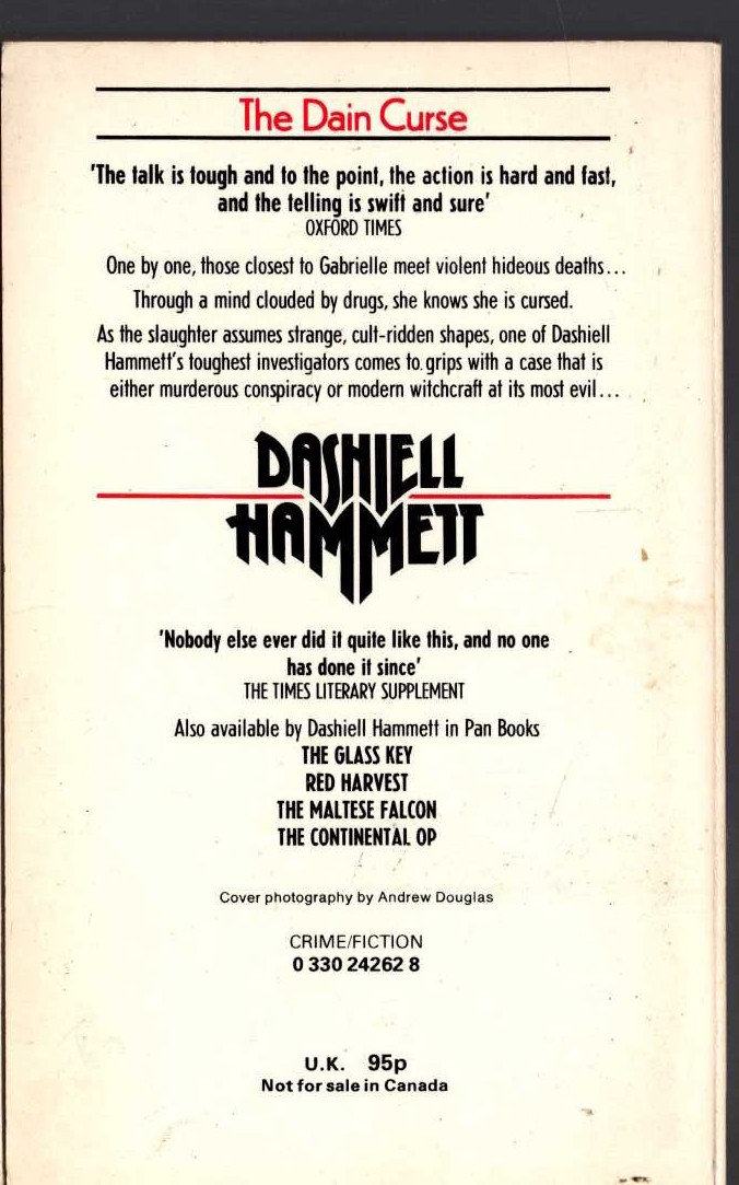 Dashiell Hammett  THE DAIN CURSE magnified rear book cover image