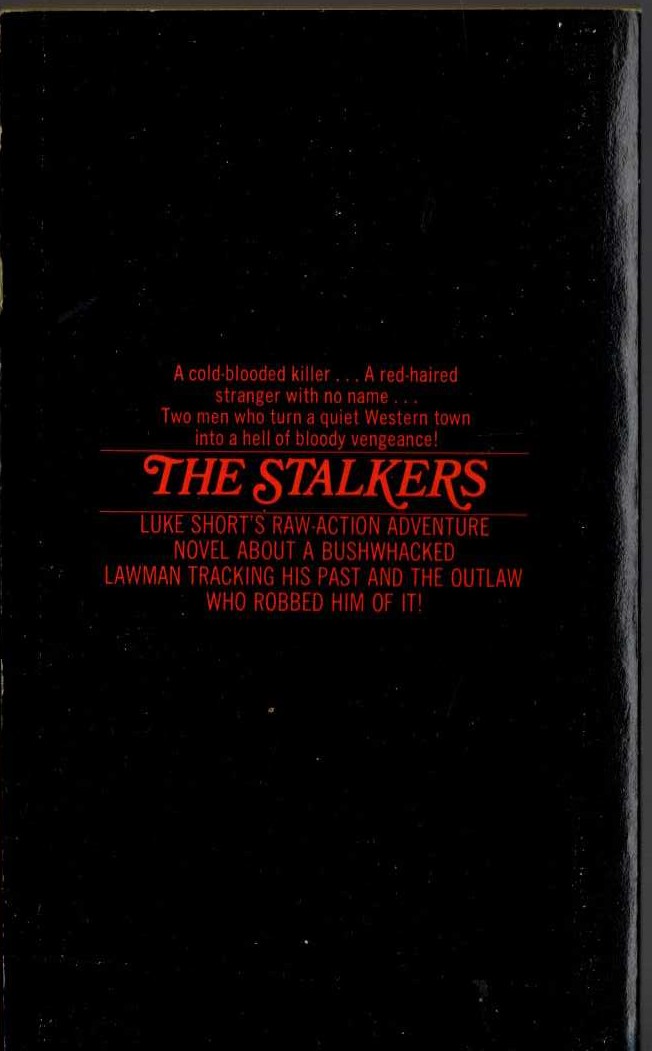 Luke Short  THE STALKERS magnified rear book cover image