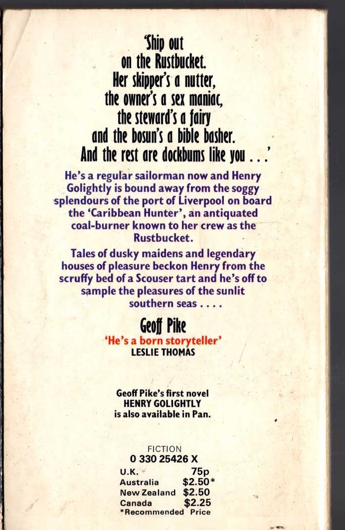 Geoff Pike  GOLIGHTLY ADRIFT magnified rear book cover image