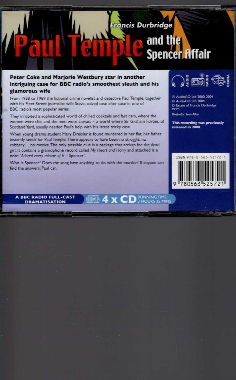PAUL TEMPLE AND THE SPENCER AFFAIR magnified rear book cover image