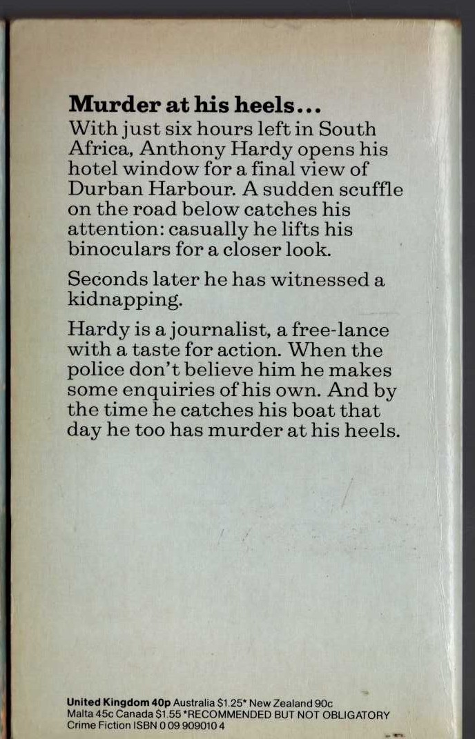 John Creasey  LOOK AT MURDER magnified rear book cover image