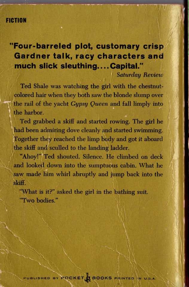 Erle Stanley Gardner  THE CASE OF THE TURNING TIDE magnified rear book cover image