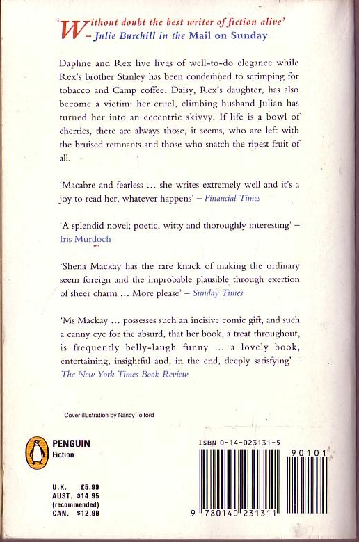 Shena Mackay  A BOWL OF CHERRIES magnified rear book cover image