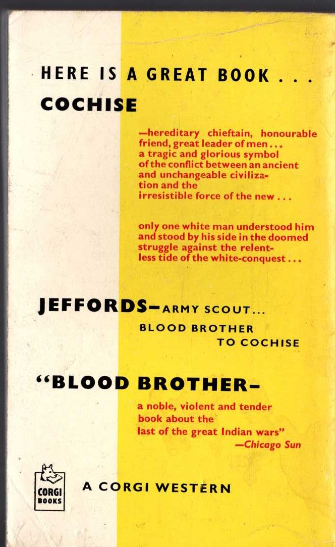 Elliott Arnold  BLOOD BROTHER magnified rear book cover image