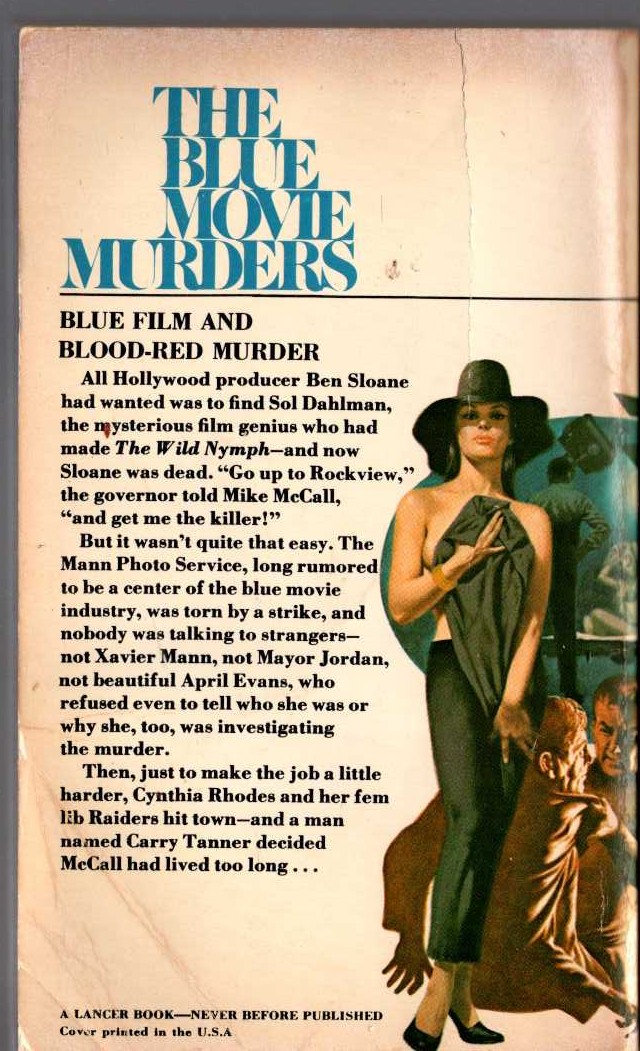 Ellery Queen  THE BLUE MOVIE MURDERS magnified rear book cover image