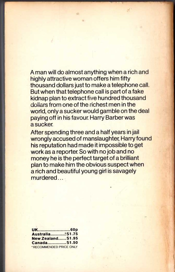 James Hadley Chase  JUST ANOTHER SUCKER magnified rear book cover image