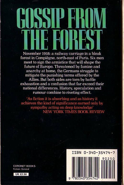 Thomas Keneally  GOSSIP FROM THE FOREST magnified rear book cover image