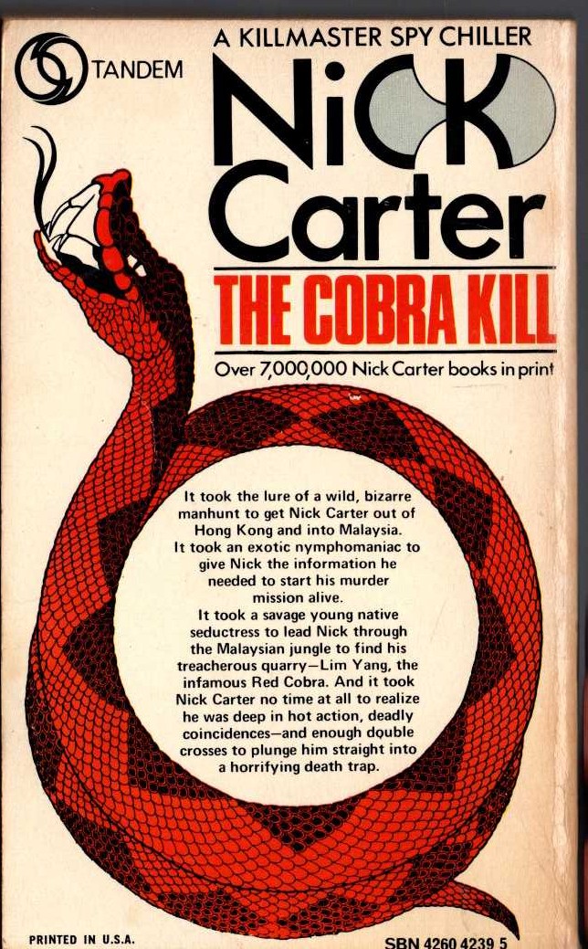 Nick Carter  THE COBRA KILL magnified rear book cover image