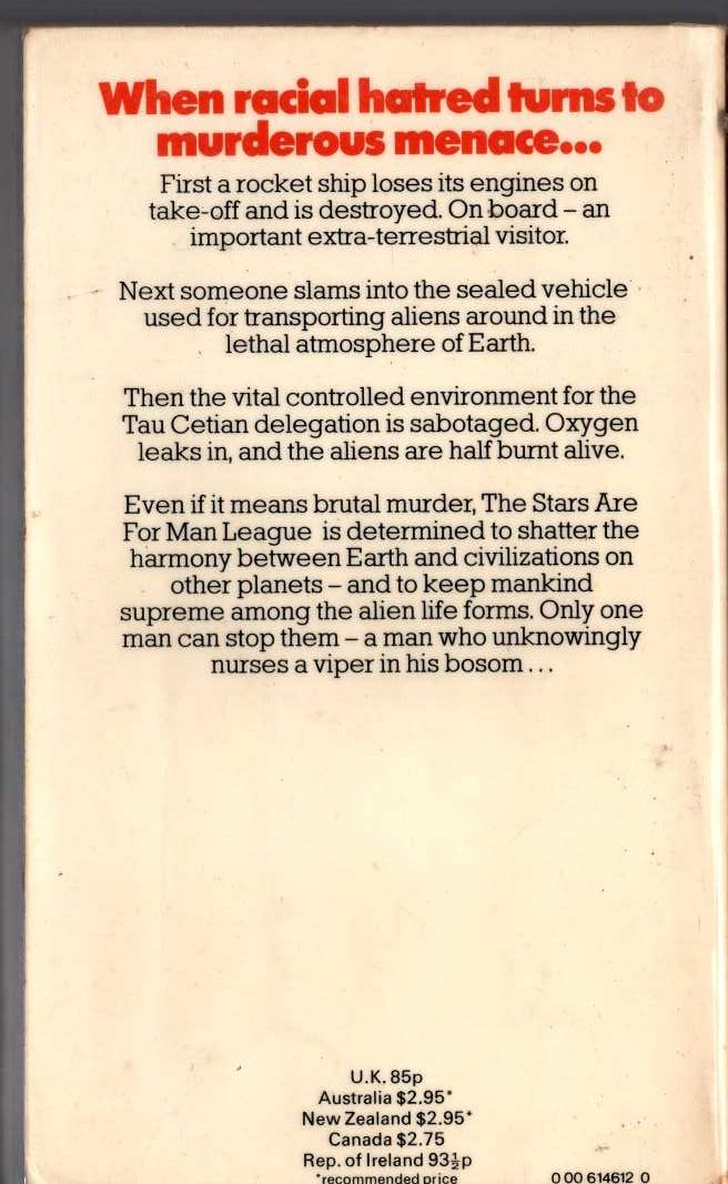 John Brunner  THE LONG RESULT magnified rear book cover image