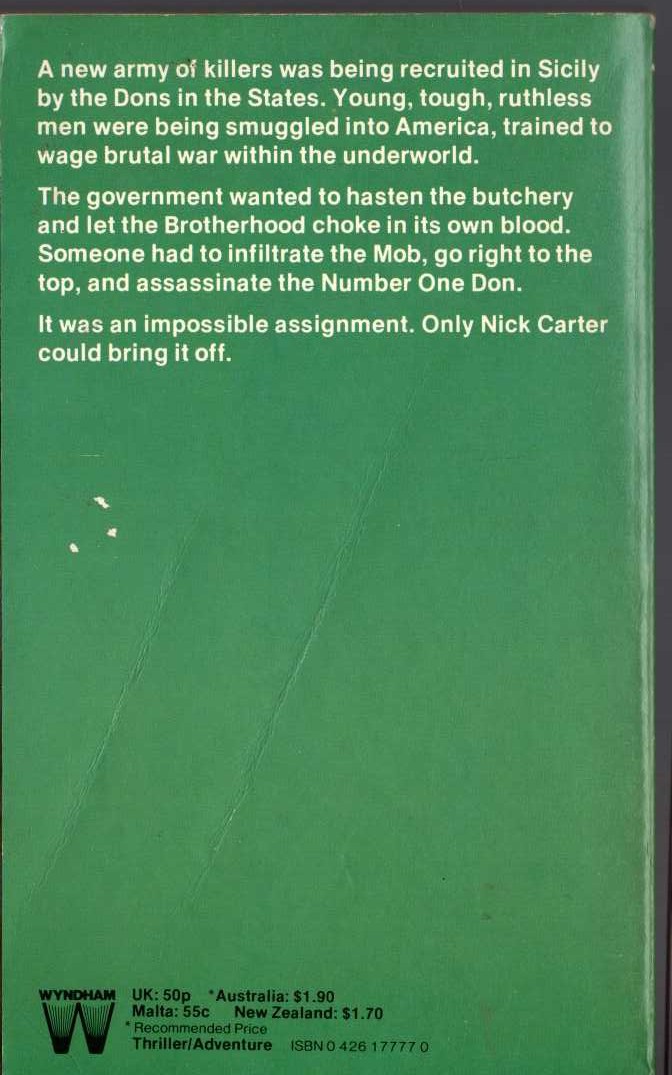 Nick Carter  BEIRUT INCIDENT magnified rear book cover image