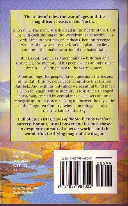 Angus Wells  LORDS OF THE SKY magnified rear book cover image