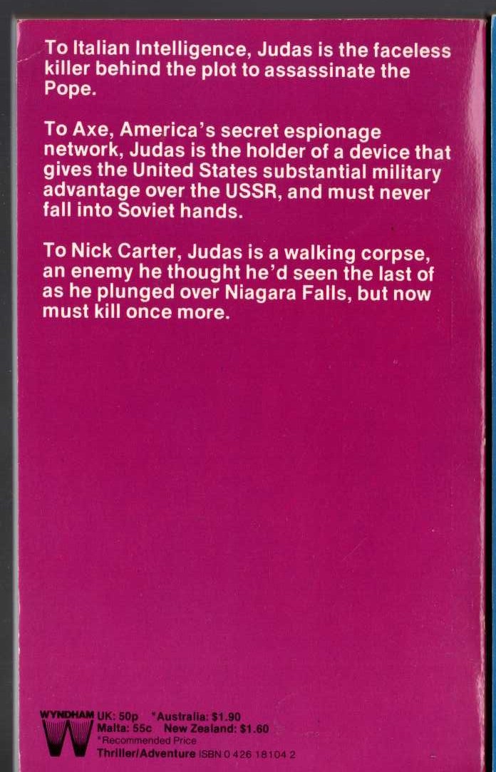 Nick Carter  VATICAN VENDETTA magnified rear book cover image