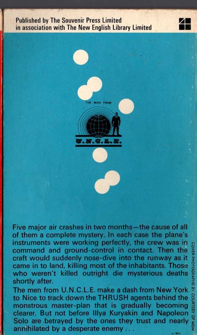 Peter Leslie  THE MAN FROM U.N.C.L.E. No.5: THE FINGER IN THE SKY AFFAIR magnified rear book cover image