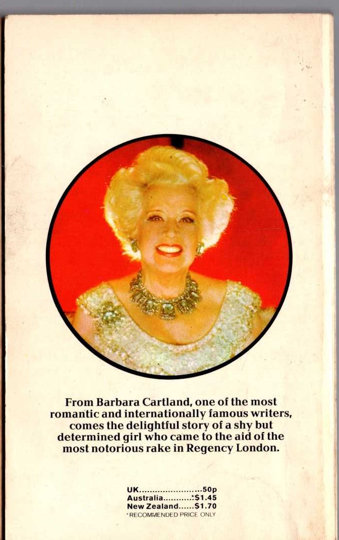 Barbara Cartland  THE DISGRACEFUL DUKE magnified rear book cover image
