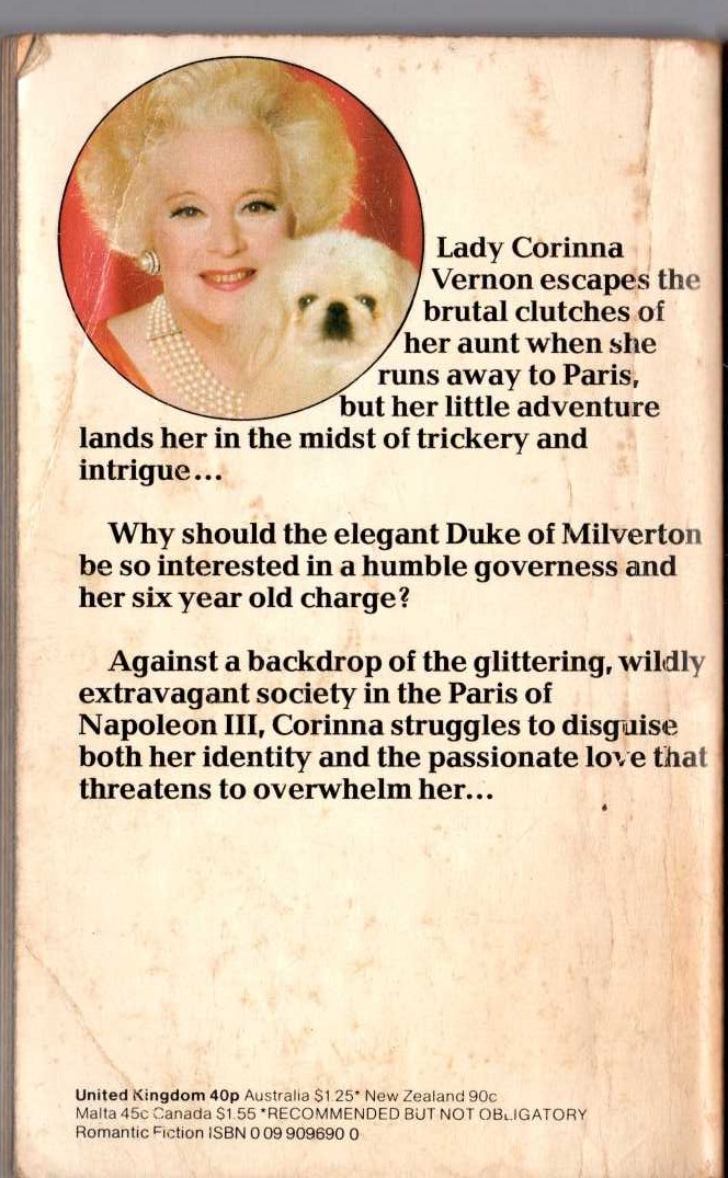 Barbara Cartland  THE LITTLE ADVENTURE magnified rear book cover image