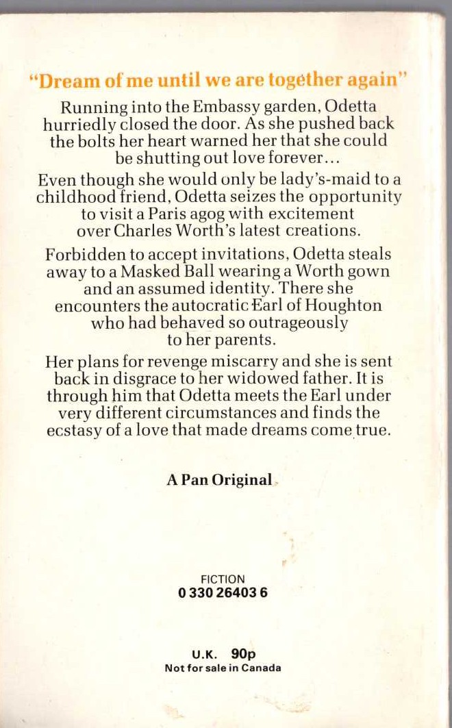 Barbara Cartland  DREAMS DO COME TRUE magnified rear book cover image