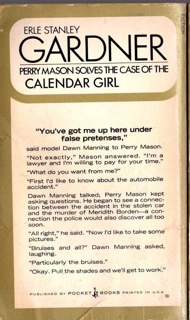 Erle Stanley Gardner  THE CASE OF THE CALENDAR GIRL magnified rear book cover image