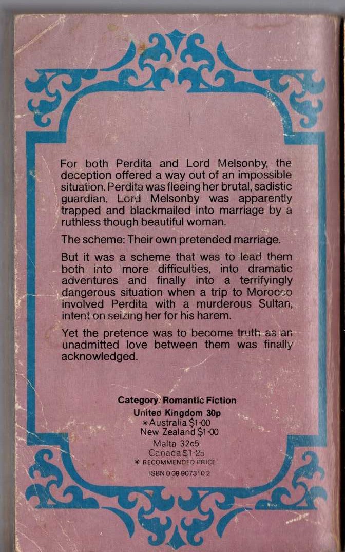 Barbara Cartland  THE DARING DECEPTION magnified rear book cover image