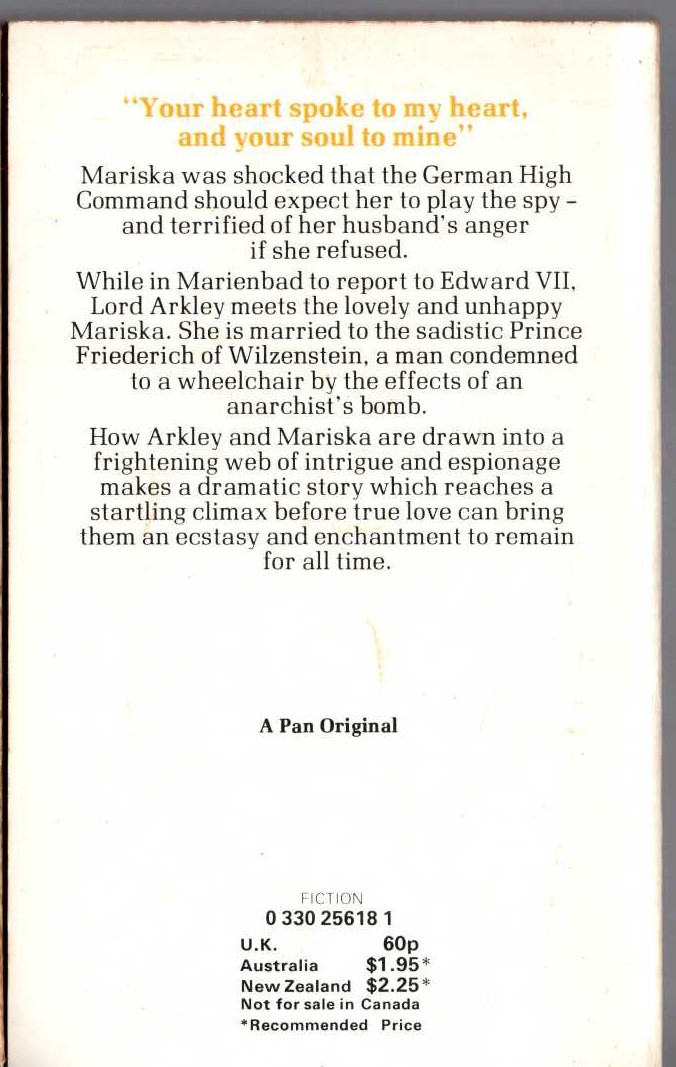 Barbara Cartland  A PRINCESS IN DISTRESS magnified rear book cover image