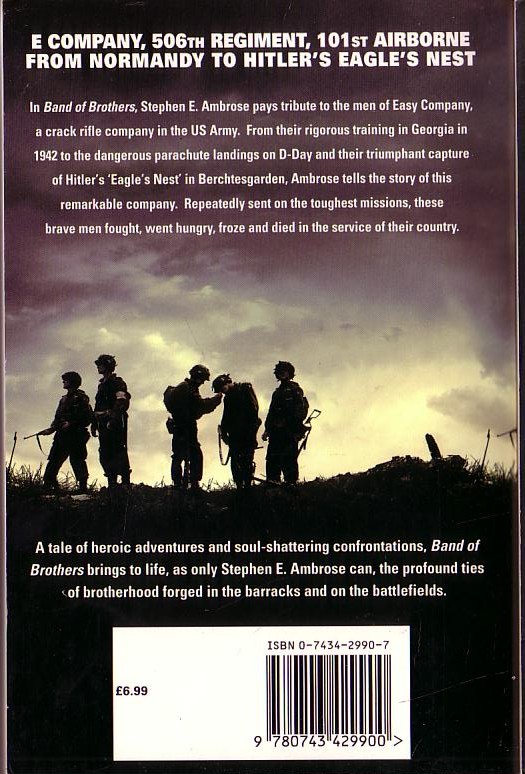 Stephen E. Ambrose  BAND OF BROTHERS magnified rear book cover image