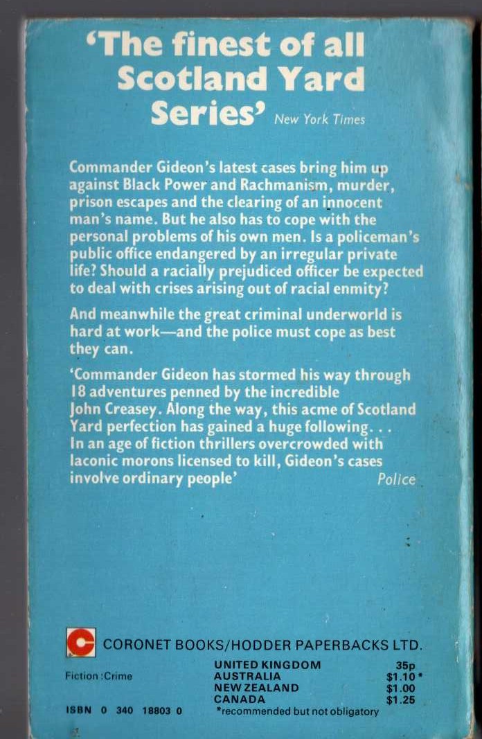 J.J. Marric  GIDEON'S MEN magnified rear book cover image