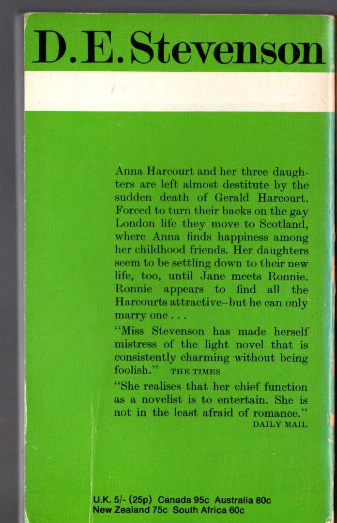 D.E. Stevenson  ANNA AND HER DAUGHTERS magnified rear book cover image