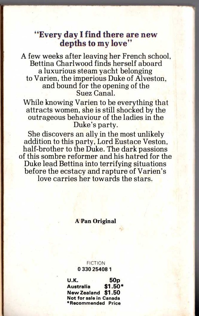 Barbara Cartland  THE SIGN OF LOVE magnified rear book cover image