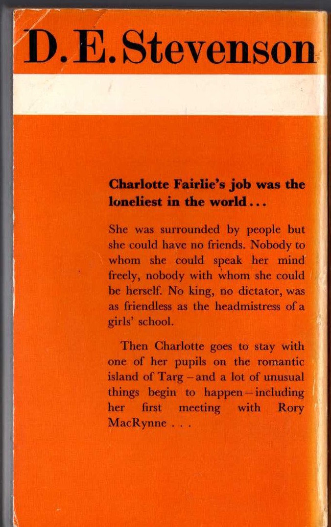 D.E. Stevenson  CHARLOTTE FAIRLIE magnified rear book cover image