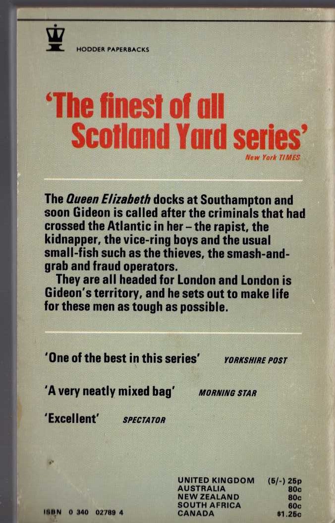 J.J. Marric  GIDEON'S LOT magnified rear book cover image