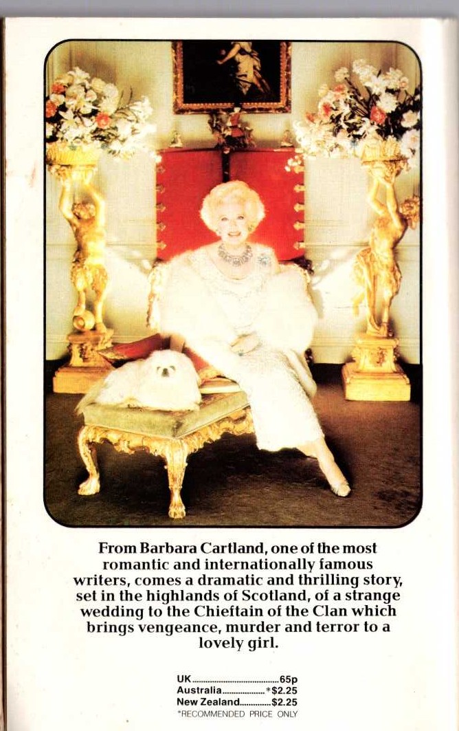 Barbara Cartland  THE CHIEFTAIN WITHOUT A HEART magnified rear book cover image