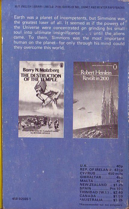Barry Malzberg  OVERLAY magnified rear book cover image