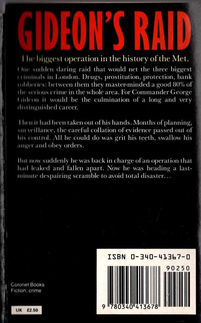 (William Vivian Butler) GIDEON'S RAID magnified rear book cover image