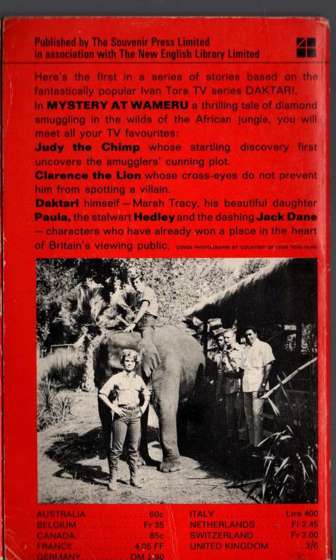 Jess Shelton  DAKTARI: MYSTERY AT WAMERU magnified rear book cover image
