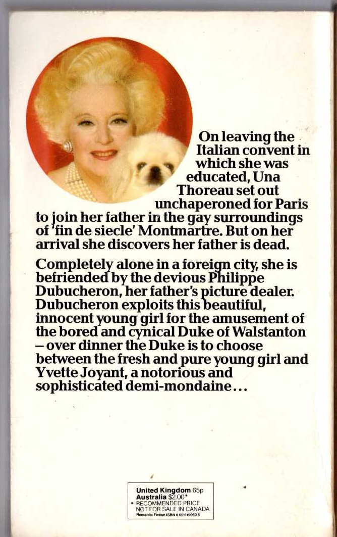 Barbara Cartland  ALONE IN PARIS magnified rear book cover image