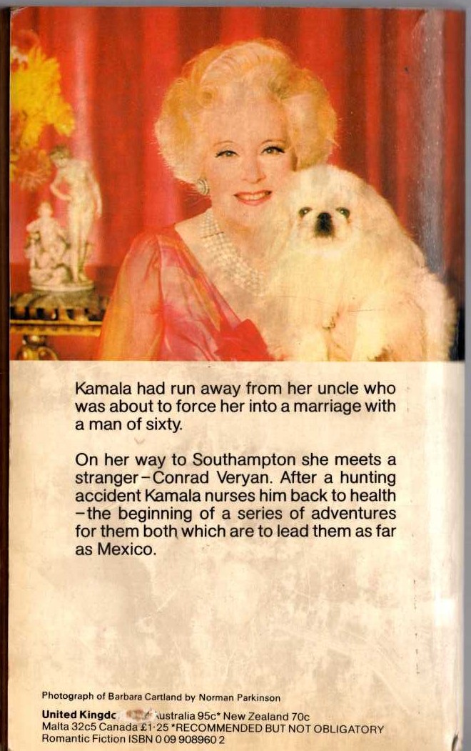 Barbara Cartland  JOURNEY TO PARADISE magnified rear book cover image