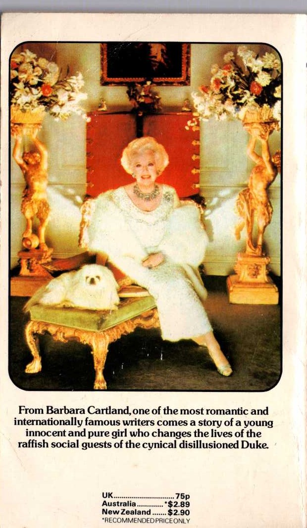 Barbara Cartland  THE DAWN OF LOVE magnified rear book cover image